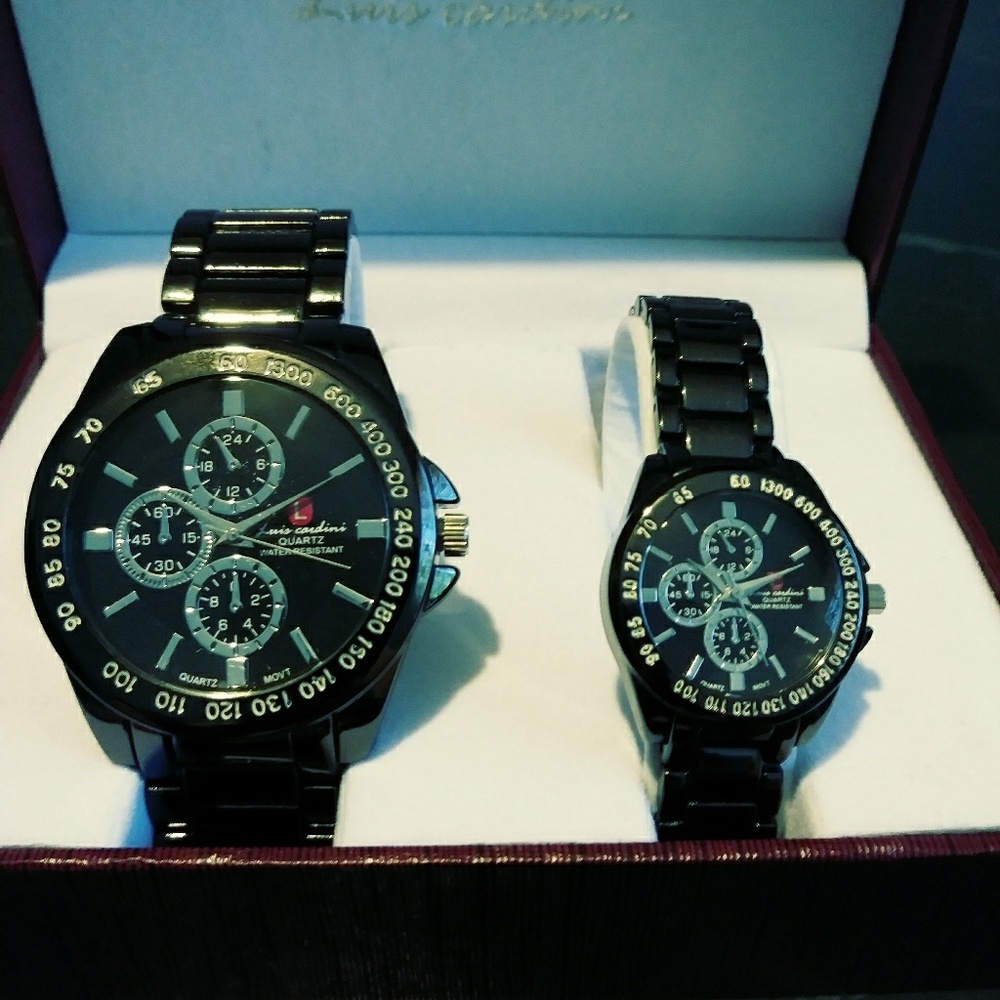 His&Hers Matching Luis Cardini Quartz MOVT Watches
